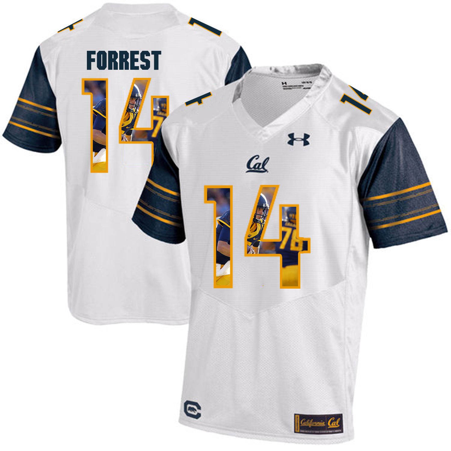 Men California Golden Bears #14 Chase Forrest White Customized NCAA Jerseys->customized ncaa jersey->Custom Jersey